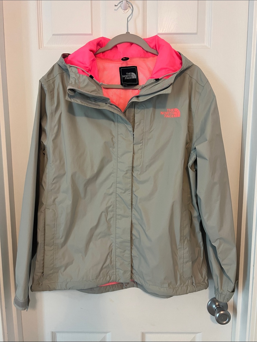 The North Face Women's Light Gray Shell Jacket with Pink Interior